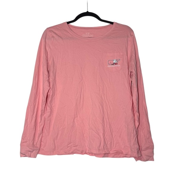 Vineyard Vines HAPPY VALENTINE'S DAY Long Sleeve Tee Pink Size Medium Whale - Picture 1 of 7